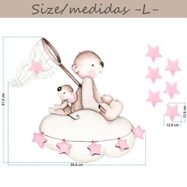 Vinilo Infantil Busca estrellas rosa IMDA