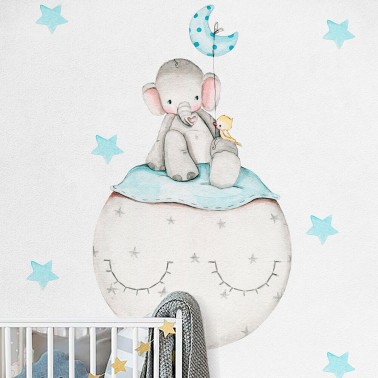vinilo infantil elefante azul imda
