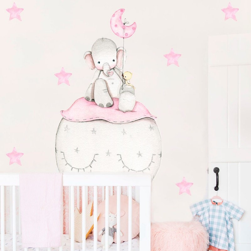 vinilo infantil elefante rosa imda