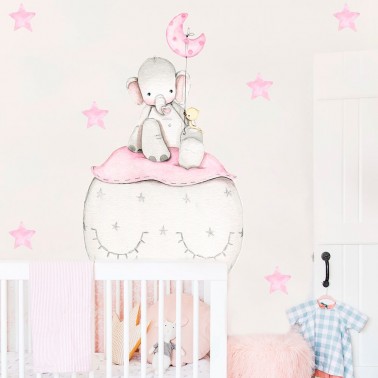 vinilo infantil elefante rosa imda