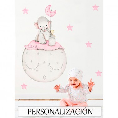 Vinilo Infantil Elefante rosa IMDA