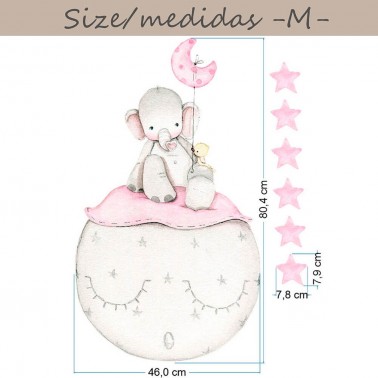 Vinilo Infantil Elefante rosa IMDA