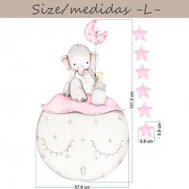Vinilo Infantil Elefante rosa IMDA