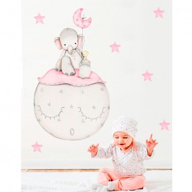 Vinilo Infantil Elefante rosa IMDA