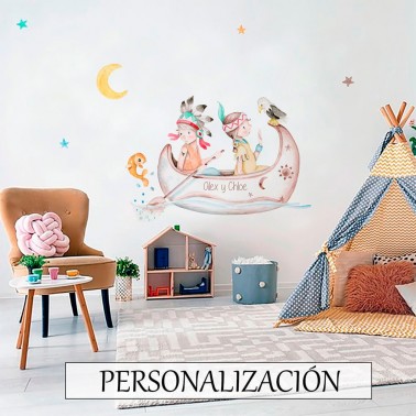 Vinilo Infantil Indios en canoa IMDA