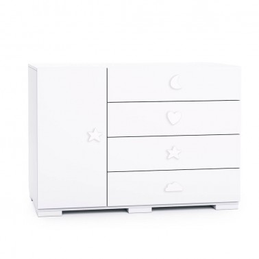 Comoda cajones grandes y puerta Bubble blanco