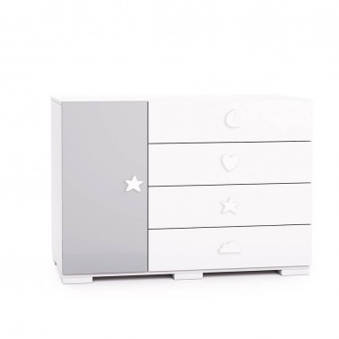 Comoda cajones grandes y puerta Bubble gris