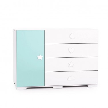 Comoda cajones grandes y puerta Bubble menta