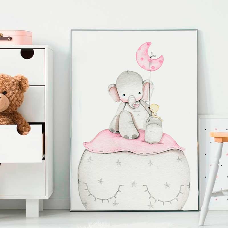 Lamina infantil Elefante rosa