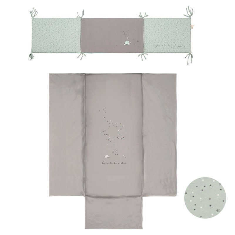 Colcha reversible con protector Planet Verde