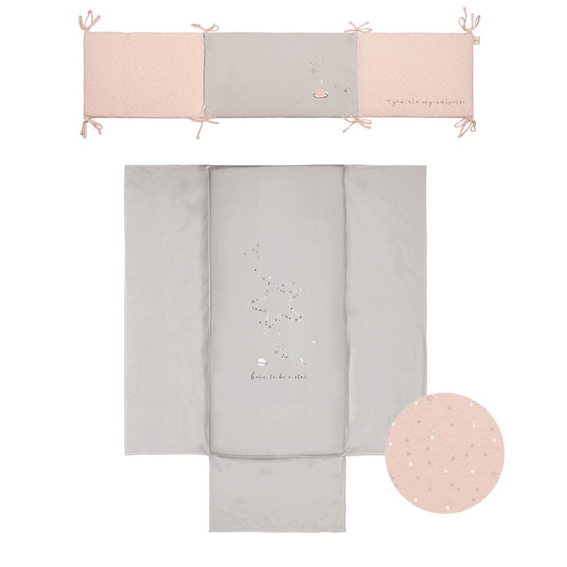 Colcha reversible con protector Planet Rosa