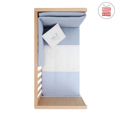 Colcha y protector cuna Sky Celeste