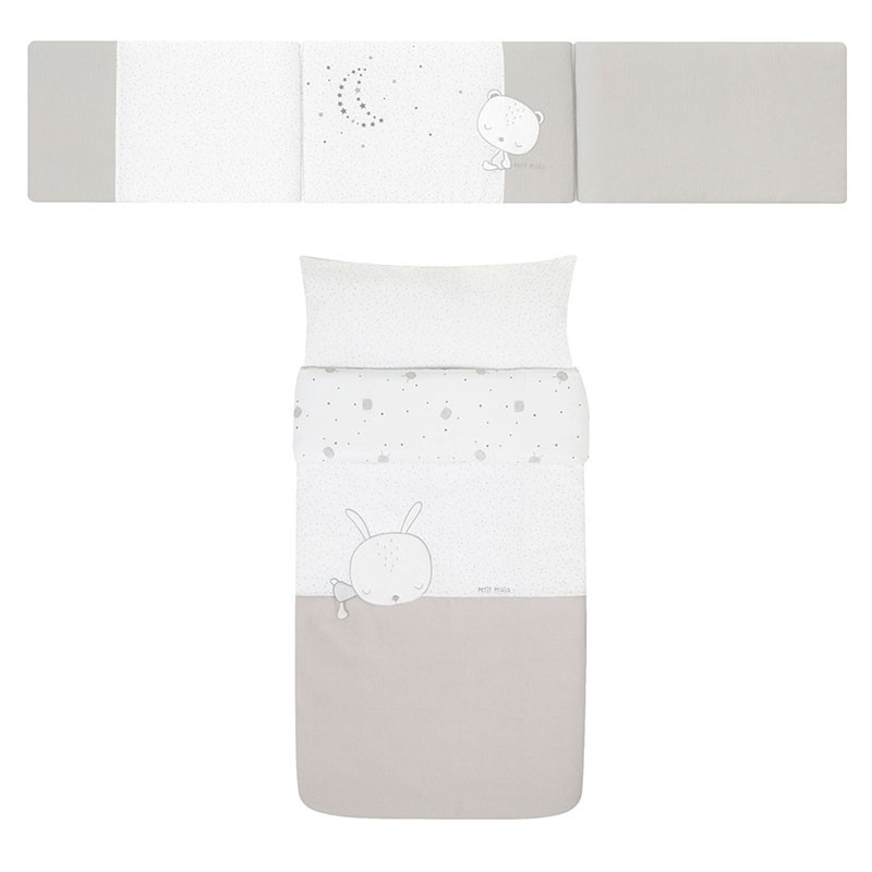 Funda nordica y protector cuna Sleepy Gris