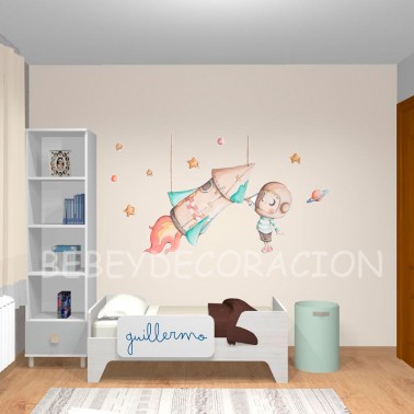 Vinilo infantil Cohete de papel