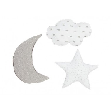 set cojines tres estampados gris perla de babyclic