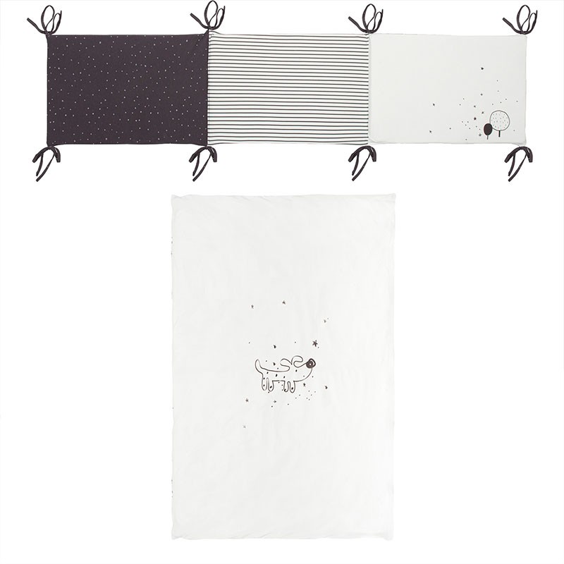 Colcha y protector cuna Guau