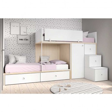 Litera tren con escalera cajones Mood