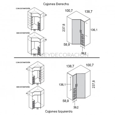 Armario rincon chaflan recto