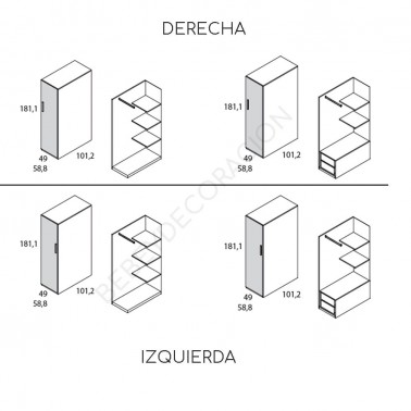 Armario una puerta para litera Mood