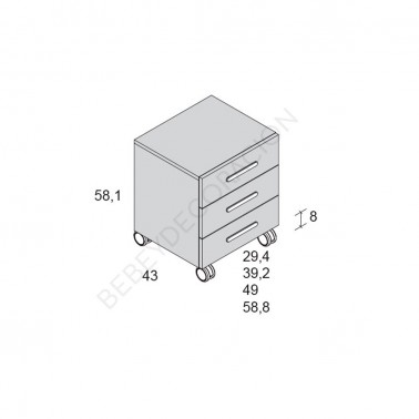 Modulo 3 cajones con ruedas