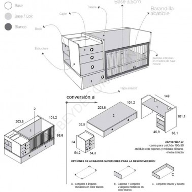 Cuna convertible Fusion 1 Ros Mini