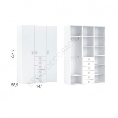 Armario tres puertas y cajones Soft