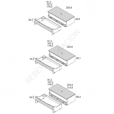 Bicama DUO Tres cajones Mood