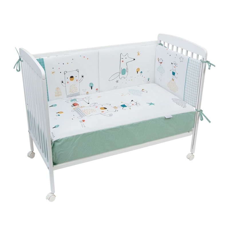 Colcha y protector cuna Amigos