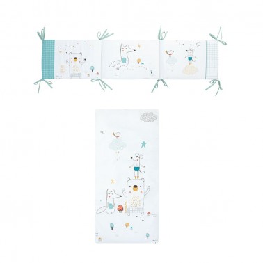 Colcha y protector cuna Amigos