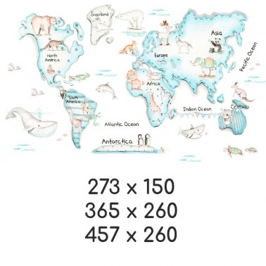 Mural Mapa Mundi Azul fondo blanco