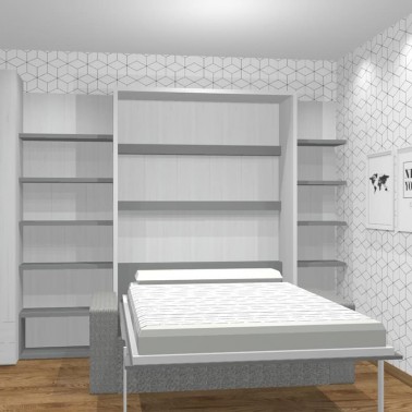 Cama abatible vertical con sofa canape