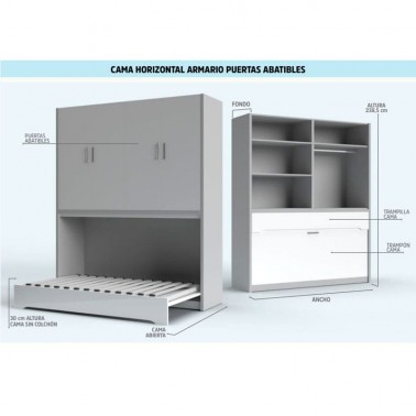 Cama abatible Horizontal G-Line con Armario puertas Abatibles