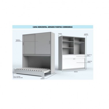 Cama abatible Horizontal G-Line con Armario Puertas Correderas