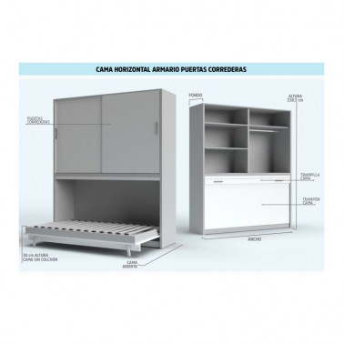 Cama abatible Horizontal Limited con Armario Puertas Correderas
