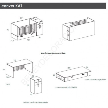 Cuna convertible Kat