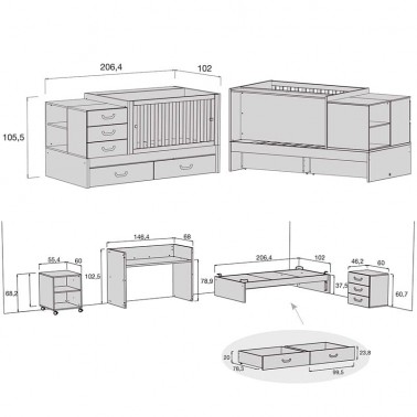 Cuna convertible Sero Joy Alondra