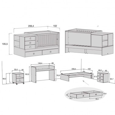 Cuna convertible Sero Bubble Alondra